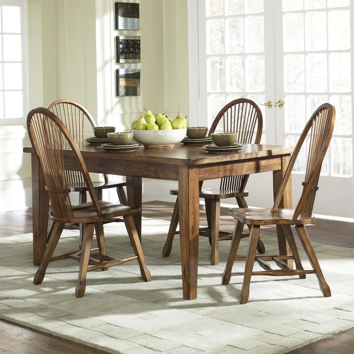 The appearance of Treasures Oak Leg Dining Room Set designed by Liberty in the traditional interior design. This brown piece of furniture  was selected by 1StopBedrooms from Treasures Collection to add a touch of cosiness and style into your home. Sku: 17-T3660;17-C1032. Material: Wood. Product Type: Dining Room Set. Table Top Shape: Rectangular. Image1