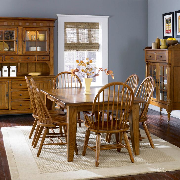 The appearance of Treasures Oak Rectangular Dining Set designed by Liberty in the traditional interior design. This brown piece of furniture  was selected by 1StopBedrooms from Treasures Collection to add a touch of cosiness and style into your home. Sku: 17-T4408;17-C4032. Material: Wood. Product Type: Dining Room Set. Table Top Shape: Rectangular. Image1