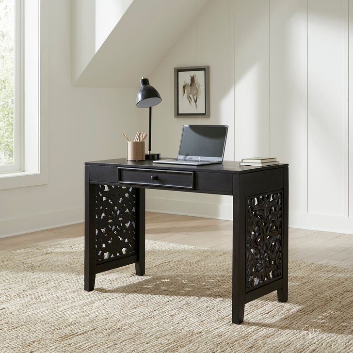 The appearance of Trellis Lane Accent Writing Desk In Black designed by Liberty in the transitional interior design. This black piece of furniture  was selected by 1StopBedrooms from Trellis Lane Collection to add a touch of cosiness and style into your home. Sku: 2094B-AC3000. Material: Wood. Product Type: Writing Desk.