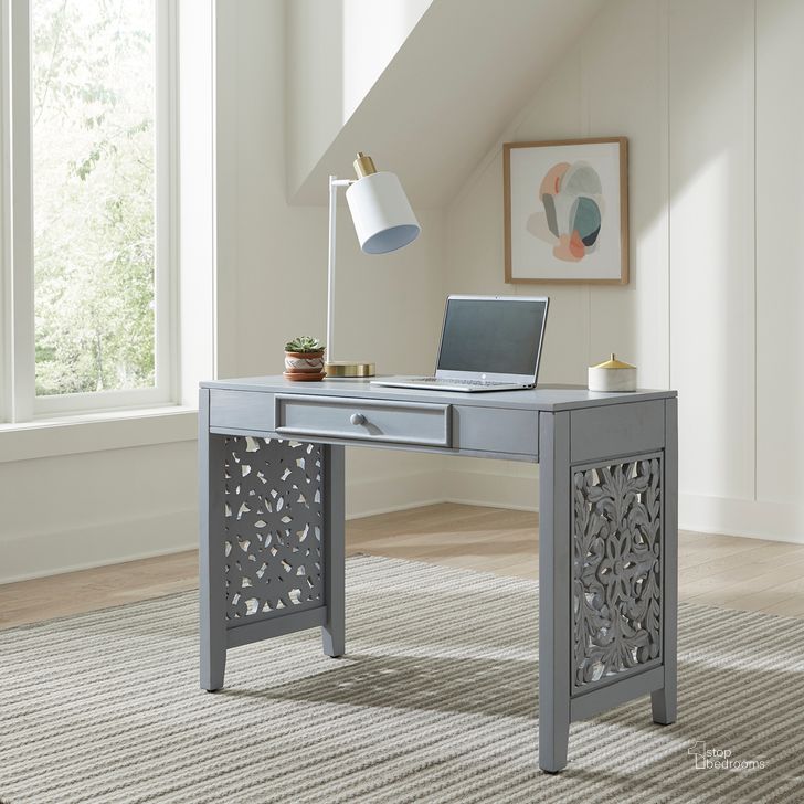 The appearance of Trellis Lane Accent Writing Desk In Grey designed by Liberty in the transitional interior design. This grey piece of furniture  was selected by 1StopBedrooms from Trellis Lane Collection to add a touch of cosiness and style into your home. Sku: 2094G-AC3000. Material: Wood. Product Type: Writing Desk.