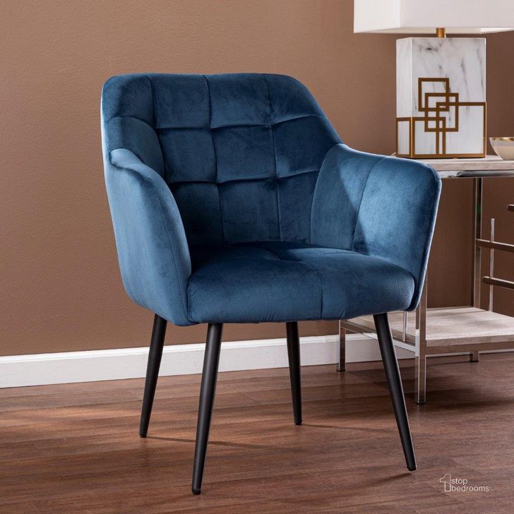 The appearance of Trevilly Upholstered Accent Chair designed by SEI Furniture in the transitional interior design. This blue and black piece of furniture  was selected by 1StopBedrooms from Trevilly Collection to add a touch of cosiness and style into your home. Sku: UP1135363. Material: Wood. Product Type: Accent Chair. Image1