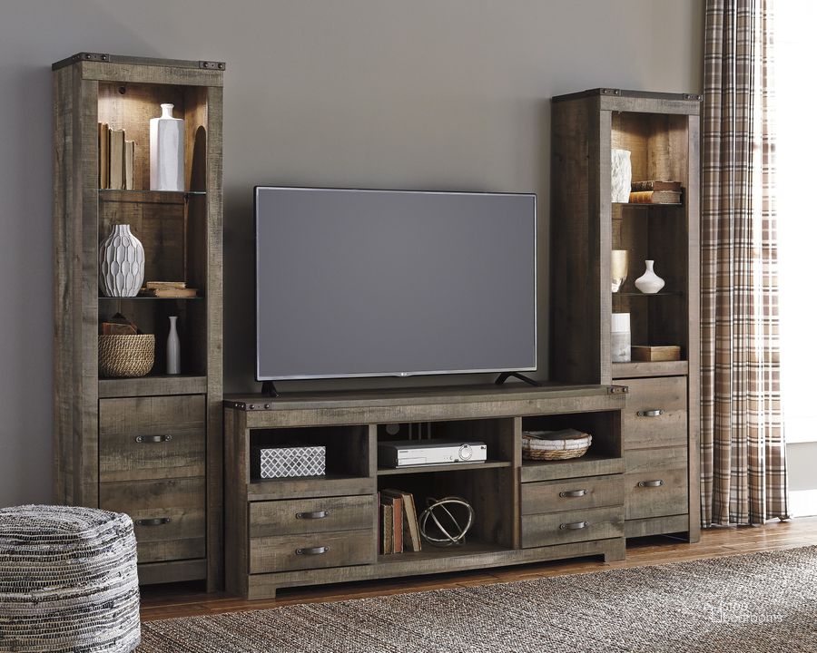 The appearance of Trinell 3-Piece Entertainment Center In Brown designed by Signature Design by Ashley in the transitional interior design. This brown piece of furniture  was selected by 1StopBedrooms from Trinell Collection to add a touch of cosiness and style into your home. Sku: W446-24;W446-24;W446-68. Material: Wood. Product Type: Entertainment Center. Image1