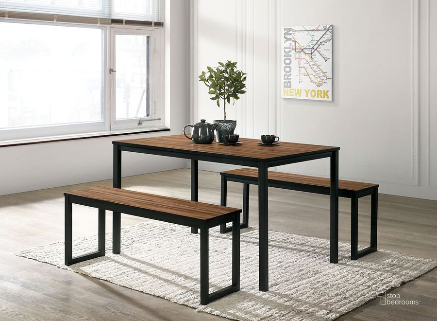 The appearance of Tripoli 3 Piece Dining Set In Walnut and Black designed by Furniture of America in the industrial interior design. This walnut and black piece of furniture  was selected by 1StopBedrooms from Tripoli Collection to add a touch of cosiness and style into your home. Sku: CM3202BR-T-3PK. Material: Metal. Product Type: Dining Room Set. Image1