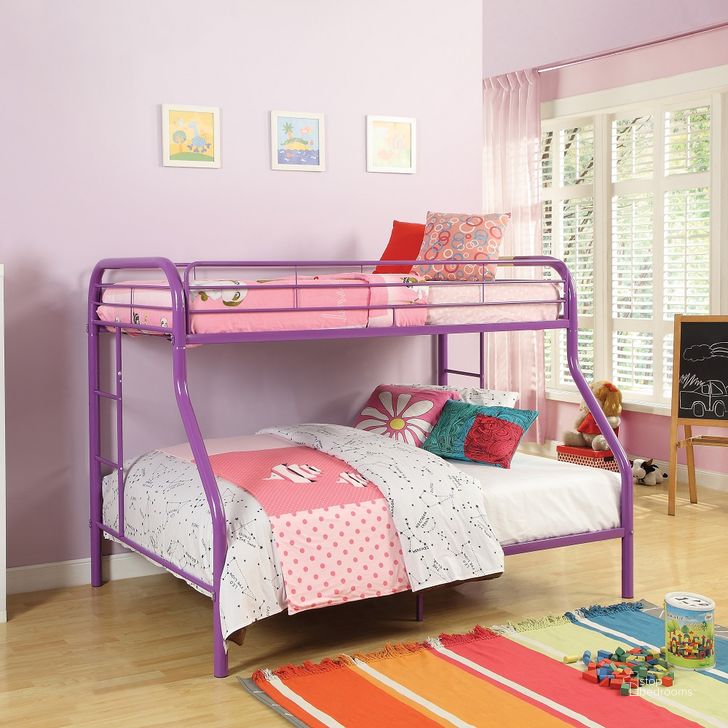 The appearance of Tritan Purple Twin Over Full Metal Bunk Bed designed by ACME in the modern / contemporary interior design. This purple piece of furniture  was selected by 1StopBedrooms from Tritan Collection to add a touch of cosiness and style into your home. Sku: 02053PU. Bed Type: Bunk Bed. Material: Metal. Product Type: Bunk Bed. Bed Size: Twin Over Full. Image1