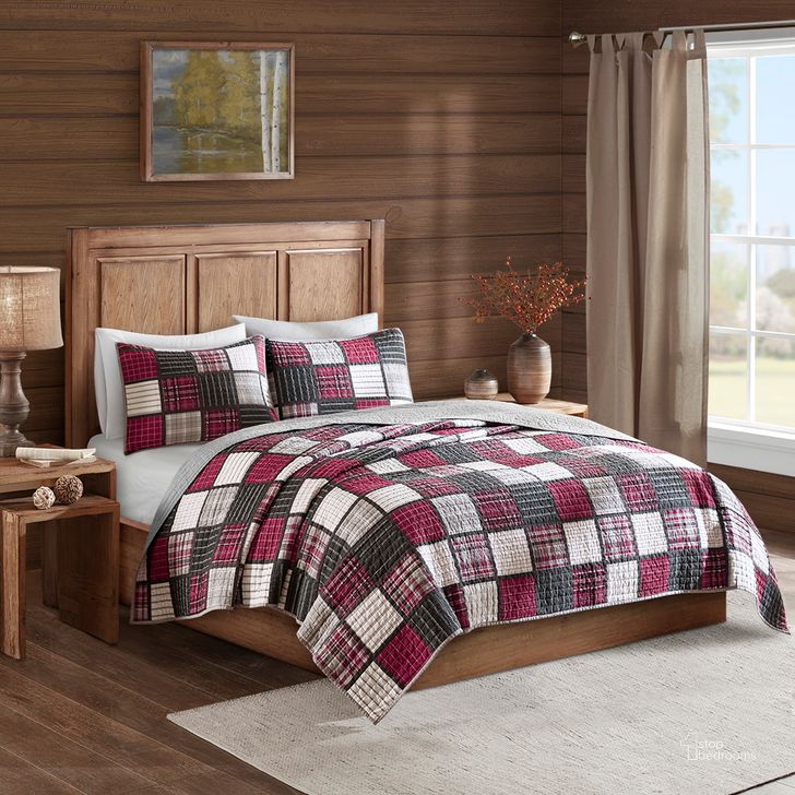 The appearance of Tulsa Cotton Printed King Quilt Mini Set In Red/Grey designed by Olliix in the cabin / lodge interior design. This red/grey piece of furniture  was selected by 1StopBedrooms from Tulsa Collection to add a touch of cosiness and style into your home. Sku: WR13-2524. Bed Size: King. Material: Cotton. Product Type: Quilt Set. Image1