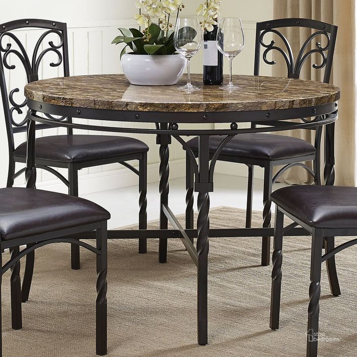 The appearance of Tuscan Round Dining Table designed by Bernards in the traditional interior design. This black piece of furniture  was selected by 1StopBedrooms from Tuscan Collection to add a touch of cosiness and style into your home. Sku: 4550. Table Base Style: Trestle. Table Top Shape: Round. Material: Metal. Product Type: Dining Table.