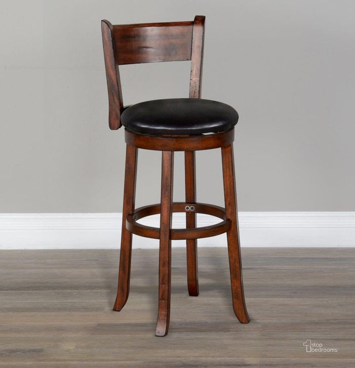 The appearance of Tuscany 30 Inch Swivel Barstool Set of 2 With Cushion Seat And Back designed by Sunny Design in the rustic / southwestern interior design. This medium brown piece of furniture  was selected by 1StopBedrooms from Tuscany Collection to add a touch of cosiness and style into your home. Sku: 1646VM-B30. Material: Wood. Product Type: Barstool. Image1