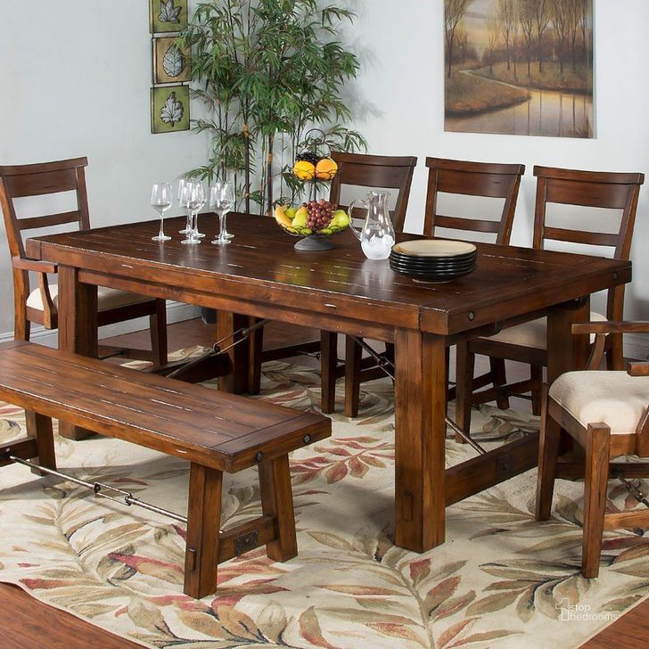 The appearance of Tuscany Vintage Mocha Extendable Rectangular Dining Table designed by Sunny Design in the rustic / southwestern interior design. This brown piece of furniture  was selected by 1StopBedrooms from Tuscany Collection to add a touch of cosiness and style into your home. Sku: 1316VM. Table Base Style: Trestle. Material: Wood. Product Type: Dining Table. Table Top Shape: Rectangular. Size: 42". Image1