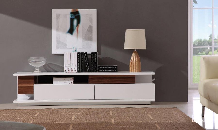 The appearance of TV Stand 061 in White High Gloss and Walnut designed by J&M in the modern / contemporary interior design. This white piece of furniture  was selected by 1StopBedrooms from  to add a touch of cosiness and style into your home. Sku: 17759. Product Type: TV Stand.