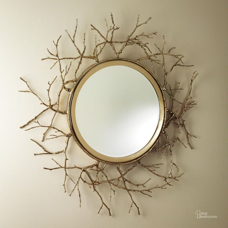 The appearance of Twig Mirror In Brass designed by Global Views in the modern / contemporary interior design. This brass piece of furniture  was selected by 1StopBedrooms from Twig Collection to add a touch of cosiness and style into your home. Sku: 9.92243. Material: Glass. Product Type: Accent Mirror. Image1