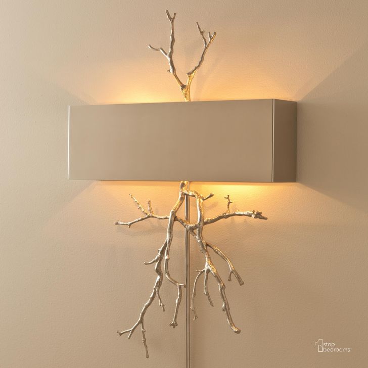 The appearance of Twig Wall Sconce In Nickel 9.91798-HW designed by Global Views in the modern / contemporary interior design. This nickel piece of furniture  was selected by 1StopBedrooms from Twig Collection to add a touch of cosiness and style into your home. Sku: 9.91798-HW. Product Type: Wall Sconce. Material: Brass. Image1
