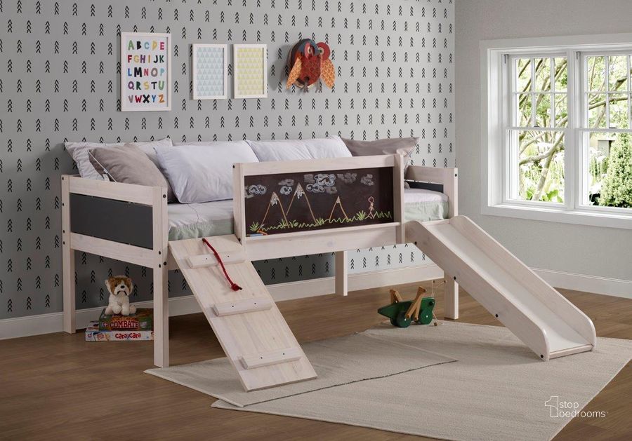 The appearance of Twin Art Play Junior Low Loft White Wash Dark Grey designed by DONCO kids in the rustic / southwestern interior design. This white wash piece of furniture  was selected by 1StopBedrooms from  to add a touch of cosiness and style into your home. Sku: 3005-TLWWDG. Material: Wood. Product Type: Loft Bed. Bed Size: Twin. Bed Type: Loft Bed. Image1