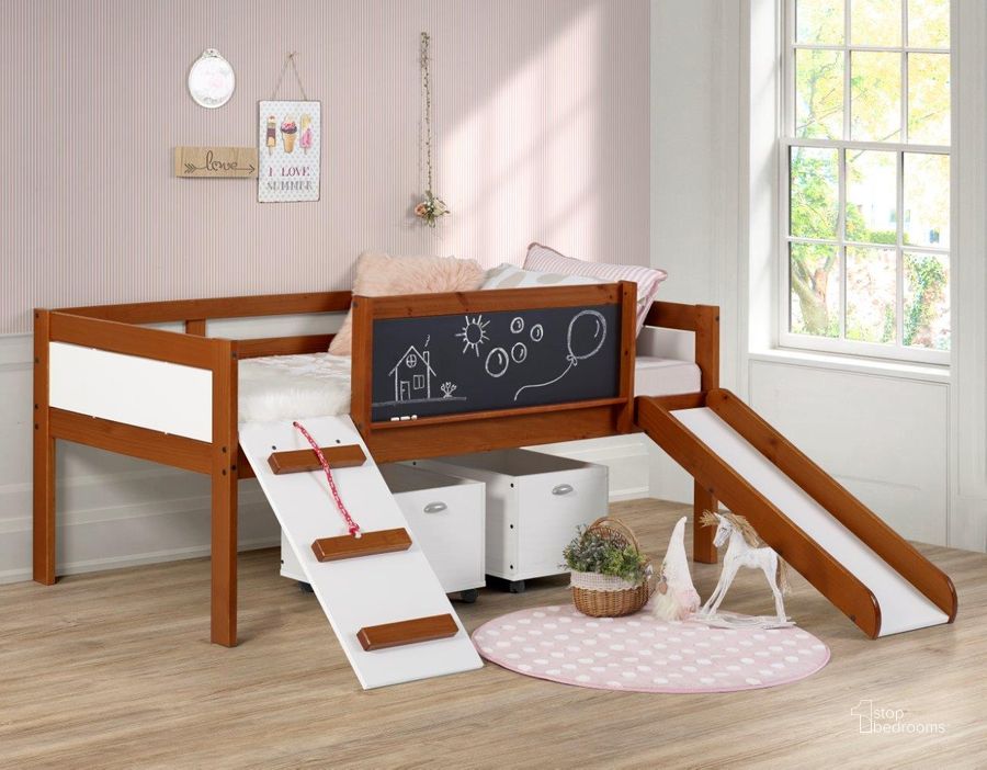 The appearance of Twin Art Play Junior Low Loft With Toy Boxes In Espresso Finish designed by DONCO kids in the transitional interior design. This dark espresso piece of furniture  was selected by 1StopBedrooms from  to add a touch of cosiness and style into your home. Sku: 3005-TLE_3005C-TLWWDG. Material: Wood. Product Type: Loft Bed. Bed Size: Twin. Bed Type: Loft Bed. Image1