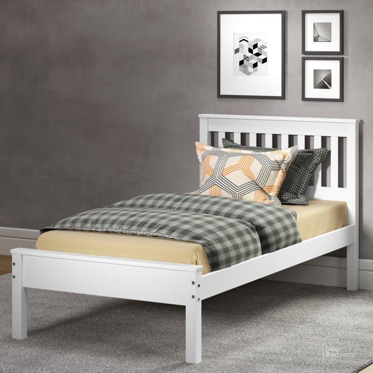 The appearance of Twin Contempo Bed In White designed by DONCO kids in the modern / contemporary interior design. This white piece of furniture  was selected by 1StopBedrooms from  to add a touch of cosiness and style into your home. Sku: 500A-TW;500B-TW. Bed Type: Platform Bed. Material: Wood. Product Type: Platform Bed. Bed Size: Twin. Image1