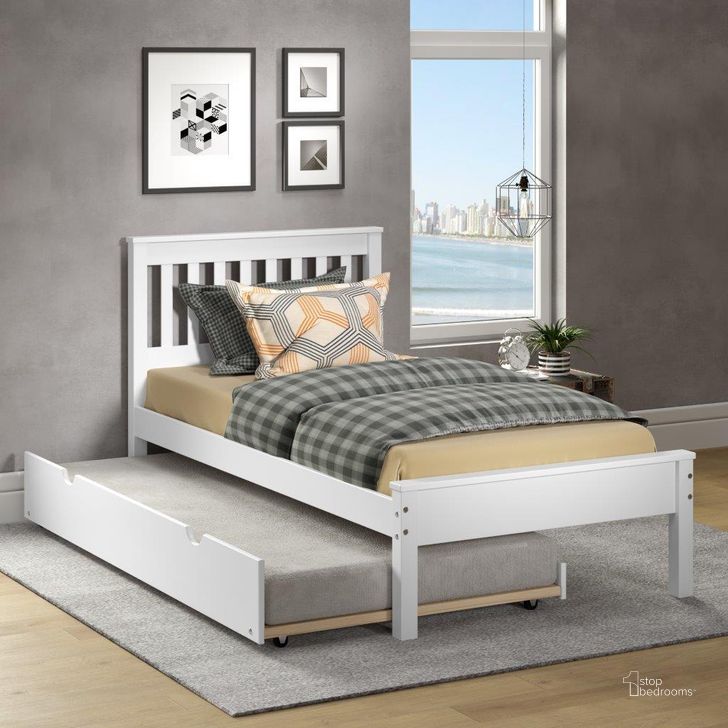 The appearance of Twin Contempo Bed With Twin Trundle Bed In White Finish designed by DONCO kids in the modern / contemporary interior design. This white piece of furniture  was selected by 1StopBedrooms from  to add a touch of cosiness and style into your home. Sku: 500A-TW;500B-TW;503-W. Bed Type: Platform Bed. Material: Wood. Product Type: Platform Bed. Bed Size: Twin. Image1