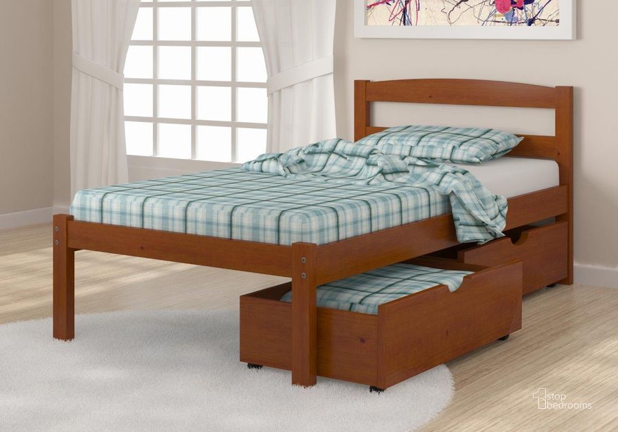 The appearance of Twin Econo Bed With Dual Under Bed Drawers Light Espresso designed by DONCO kids in the modern / contemporary interior design. This light espresso piece of furniture  was selected by 1StopBedrooms from  to add a touch of cosiness and style into your home. Sku: 575-TE_505-E. Bed Type: Storage Bed. Material: Wood. Product Type: Storage Bed. Bed Size: Full.