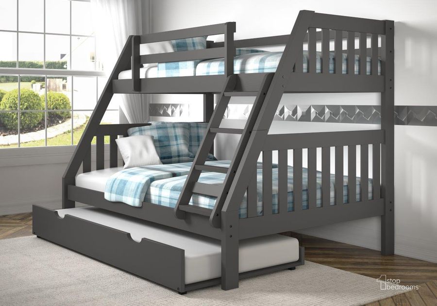 The appearance of Twin-Full Mission Bunk Bed W-Twin Trundle Bed In Dark Grey Finish designed by DONCO kids in the  interior design. This dark grey piece of furniture  was selected by 1StopBedrooms from  to add a touch of cosiness and style into your home. Sku: 1018-3TFDG_503-DG. Bed Type: Bunk Bed. Material: Wood. Product Type: Bunk Bed. Bed Size: Twin Over Full. Image1