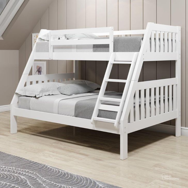 The appearance of Twin-Full Mission Bunk Bed White designed by DONCO kids in the  interior design. This white piece of furniture  was selected by 1StopBedrooms from  to add a touch of cosiness and style into your home. Sku: 1018-3TFW. Bed Type: Bunk Bed. Material: Wood. Product Type: Bunk Bed. Bed Size: Twin Over Full. Image1