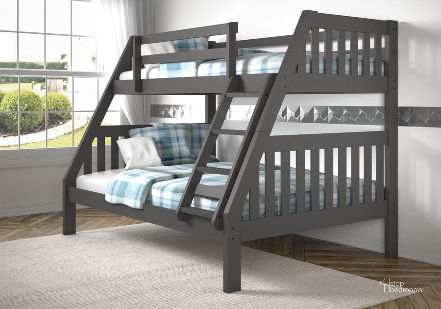 The appearance of Twin-Full Mission Bunkbed Dark Grey designed by DONCO kids in the  interior design. This dark grey piece of furniture  was selected by 1StopBedrooms from  to add a touch of cosiness and style into your home. Sku: 1018-3TFDG. Bed Type: Bunk Bed. Material: Wood. Product Type: Bunk Bed. Bed Size: Twin Over Full. Image1