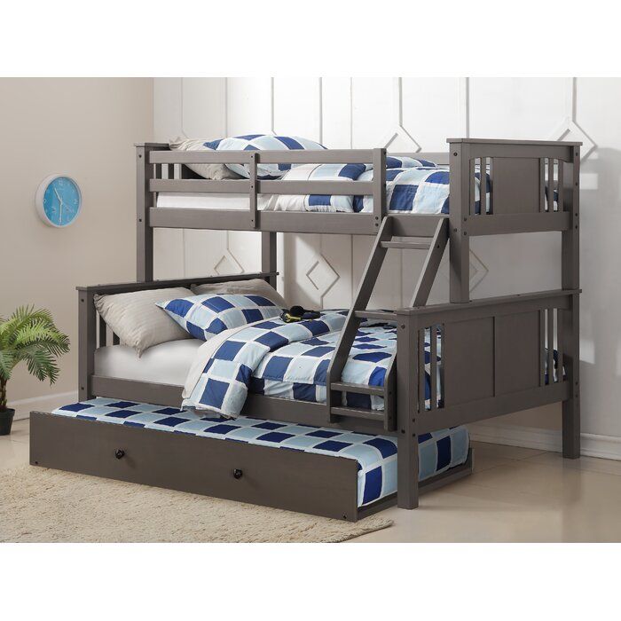 The appearance of Twin-Full Princeton Bunk Bed With Trundle Bed Slate Grey designed by DONCO kids in the  interior design. This slate piece of furniture  was selected by 1StopBedrooms from  to add a touch of cosiness and style into your home. Sku: 318-TFSG_503-SG. Bed Type: Bunk Bed. Material: Wood. Product Type: Bunk Bed. Bed Size: Twin Over Full. Image1