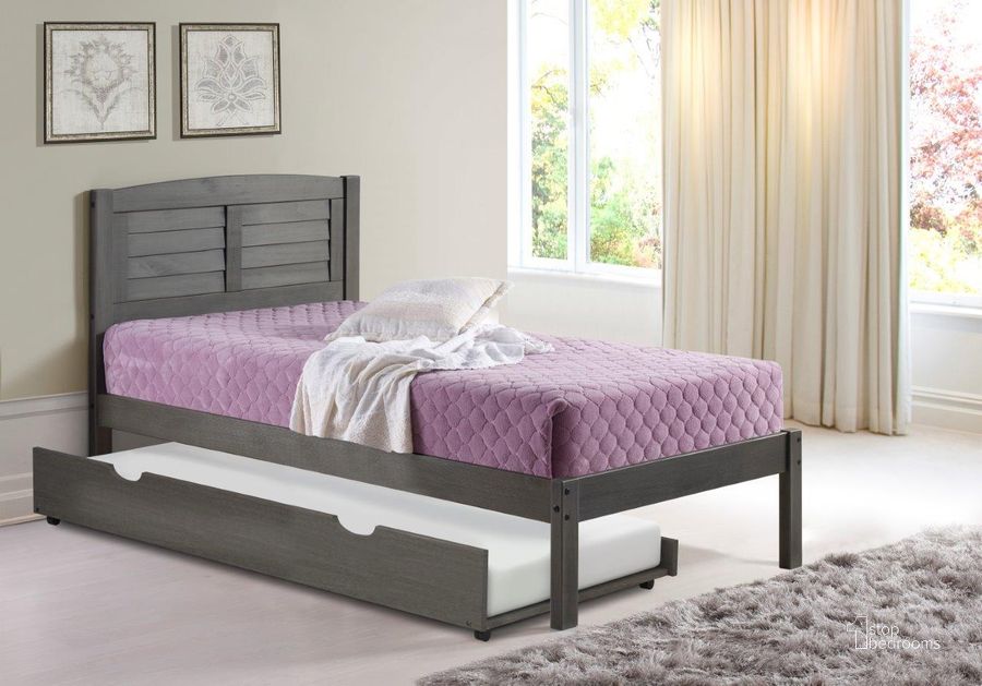The appearance of Twin Louver Bed With Trundle Bed Antique Grey designed by DONCO kids in the modern / contemporary interior design. This antique grey piece of furniture  was selected by 1StopBedrooms from  to add a touch of cosiness and style into your home. Sku: 212-TAG_503-AG. Bed Type: Platform Bed. Material: Wood. Product Type: Platform Bed. Bed Size: Twin. Image1