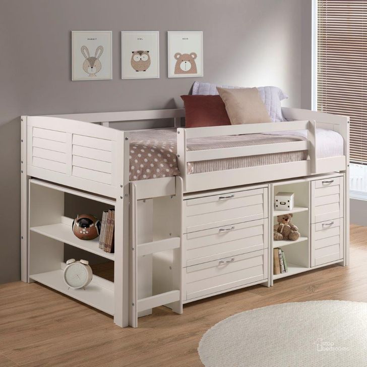 The appearance of Twin Louver Low Loft Group A - White designed by DONCO kids in the modern / contemporary interior design. This white piece of furniture  was selected by 1StopBedrooms from  to add a touch of cosiness and style into your home. Sku: 790-TW-A. Material: Wood. Product Type: Loft Bed. Bed Size: Twin. Bed Type: Loft Bed. Image1