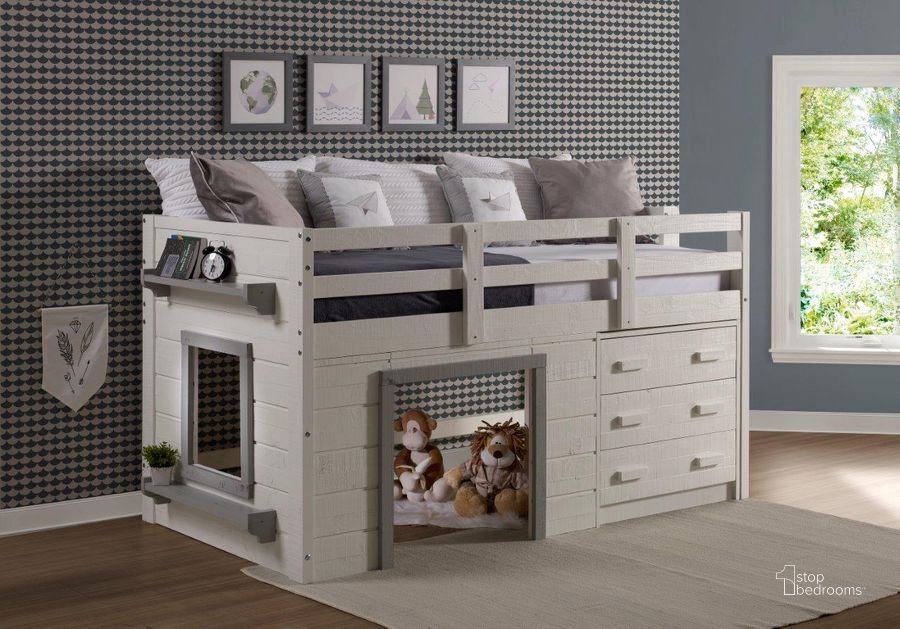 The appearance of Twin Sweet Dreams Low Loft White-Grey designed by DONCO kids in the modern / contemporary interior design. This white and grey piece of furniture  was selected by 1StopBedrooms from  to add a touch of cosiness and style into your home. Sku: 1830-TLWG. Material: Wood. Product Type: Loft Bed. Bed Size: Twin. Bed Type: Loft Bed. Image1