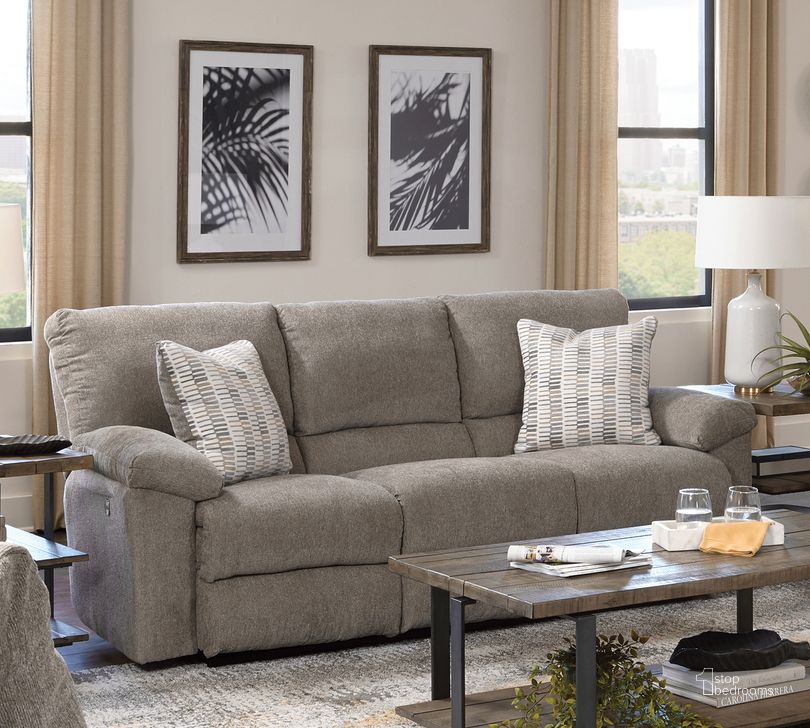 The appearance of Tyler Power Reclining Sofa In Pewter designed by Catnapper in the traditional interior design. This pewter piece of furniture  was selected by 1StopBedrooms from Tyler Collection to add a touch of cosiness and style into your home. Sku: 61061171028264828. Material: Fabric. Product Type: Reclining Sofa. Image1