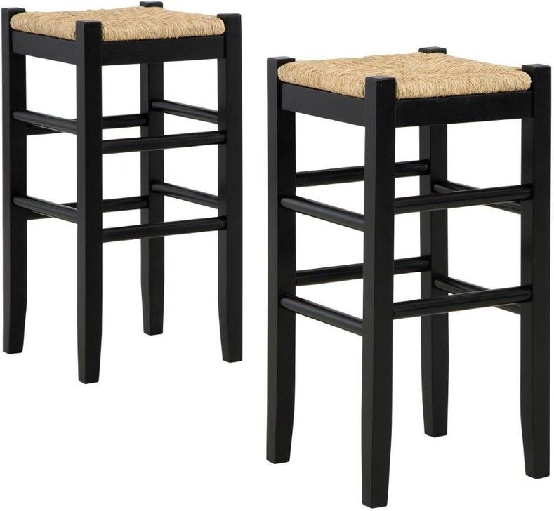 The appearance of Tyrone Black Barstool Set of 2 0qd24438346 designed by Off 5th Home in the transitional interior design. This black piece of furniture  was selected by 1StopBedrooms from Tyrone Collection to add a touch of cosiness and style into your home. Sku: D508-130. Material: Wood. Product Type: Barstool. Image1