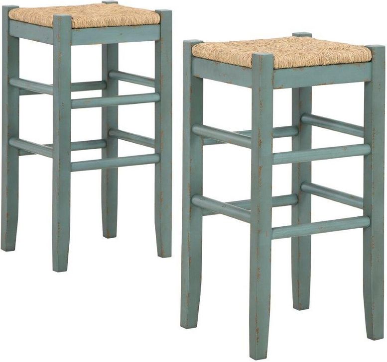 The appearance of Tyrone Teal Barstool Set of 2 0qd24438340 designed by Off 5th Home in the transitional interior design. This teal piece of furniture  was selected by 1StopBedrooms from Tyrone Collection to add a touch of cosiness and style into your home. Sku: D508-330. Material: Wood. Product Type: Barstool. Image1