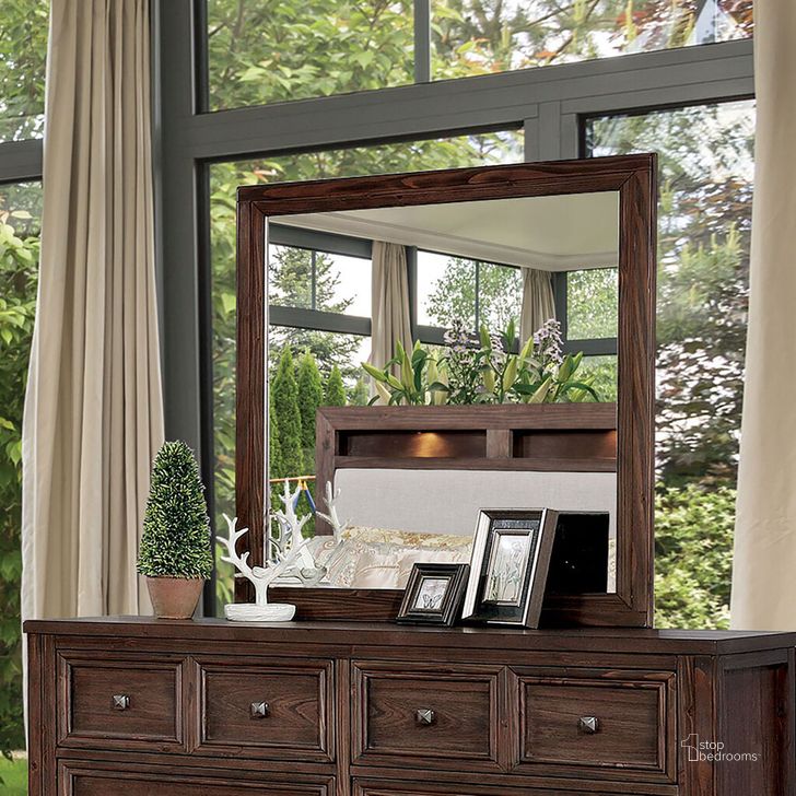 The appearance of Tywyn Mirror In Dark Oak designed by Furniture of America in the transitional interior design. This dark oak piece of furniture  was selected by 1StopBedrooms from Tywyn Collection to add a touch of cosiness and style into your home. Sku: CM7365A-M. Material: Wood. Product Type: Mirror. Image1