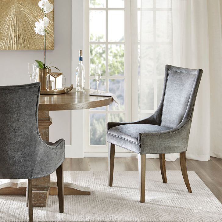 The appearance of Ultra Dining Side Chair Set Of 2 In Dark Gray designed by Olliix in the traditional interior design. This dark gray piece of furniture  was selected by 1StopBedrooms from Ultra Collection to add a touch of cosiness and style into your home. Sku: MPS108-0156. Material: Wood. Product Type: Dining Chair. Image1