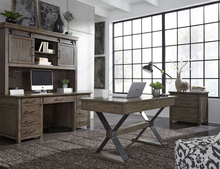 The appearance of Sonoma Road Weather Beaten Bark Home Office Set designed by Liberty in the industrial interior design. This brown piece of furniture  was selected by 1StopBedrooms from Sonoma Road Collection to add a touch of cosiness and style into your home. Sku: 473-HO105BL;473-HO105BR;473-HO105T;473-HO145. Material: Wood. Product Type: Home Office Set. Image1