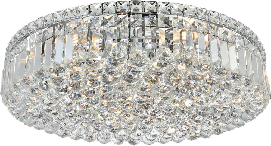 The appearance of V2030F24C/RC Maxime 24 Chrome 9 Light Flush Mount With Clear Royal Cut Crystal Trim designed by Elegant Lighting in the modern / contemporary interior design. This chrome piece of furniture  was selected by 1StopBedrooms from Maxime Collection to add a touch of cosiness and style into your home. Sku: V2030F24C/RC. Material: Steel. Product Type: Flush Mount.