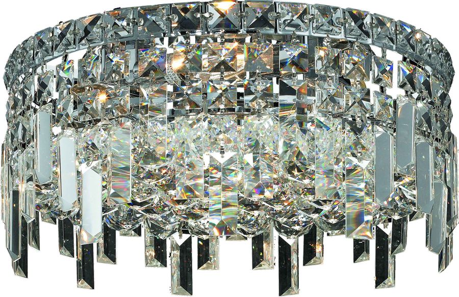 The appearance of V2031F14C/RC Maxime 14 Chrome 4 Light Flush Mount With Clear Royal Cut Crystal Trim designed by Elegant Lighting in the modern / contemporary interior design. This chrome piece of furniture  was selected by 1StopBedrooms from Maxime Collection to add a touch of cosiness and style into your home. Sku: V2031F14C/RC. Material: Steel. Product Type: Flush Mount.