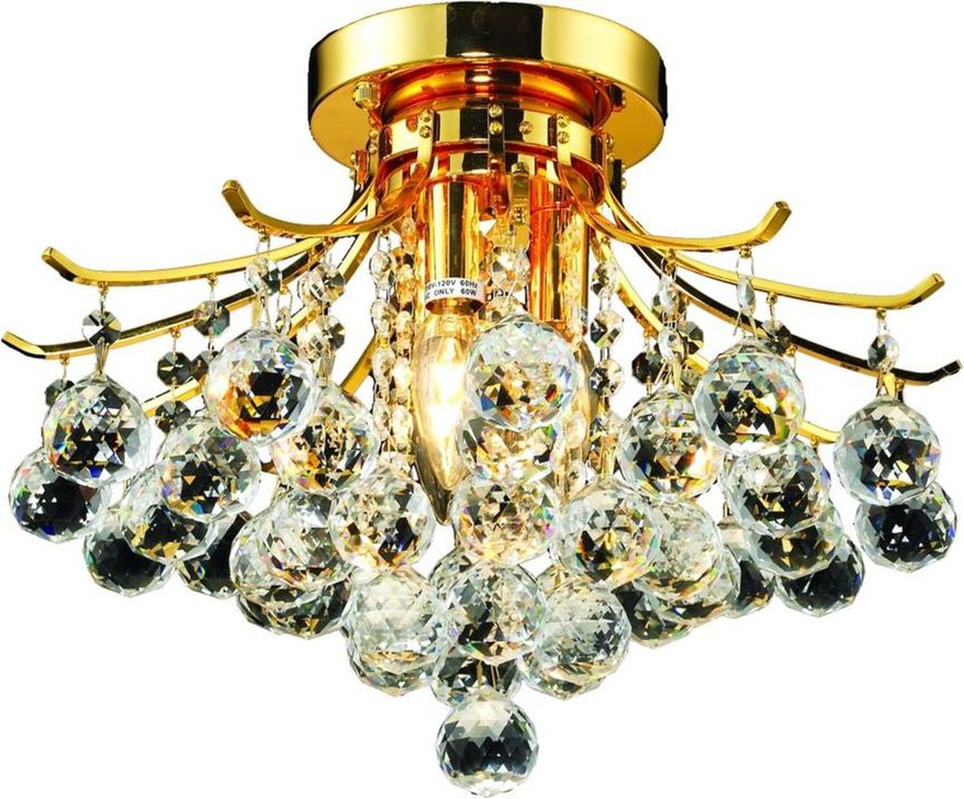 The appearance of Toureg 16 Gold 3 Light Flush Mount With Clear Royal Cut Crystal Trim designed by Elegant Lighting in the modern / contemporary interior design. This gold piece of furniture  was selected by 1StopBedrooms from Toureg Collection to add a touch of cosiness and style into your home. Sku: V8000F16G/RC. Material: Steel. Product Type: Flush Mount.