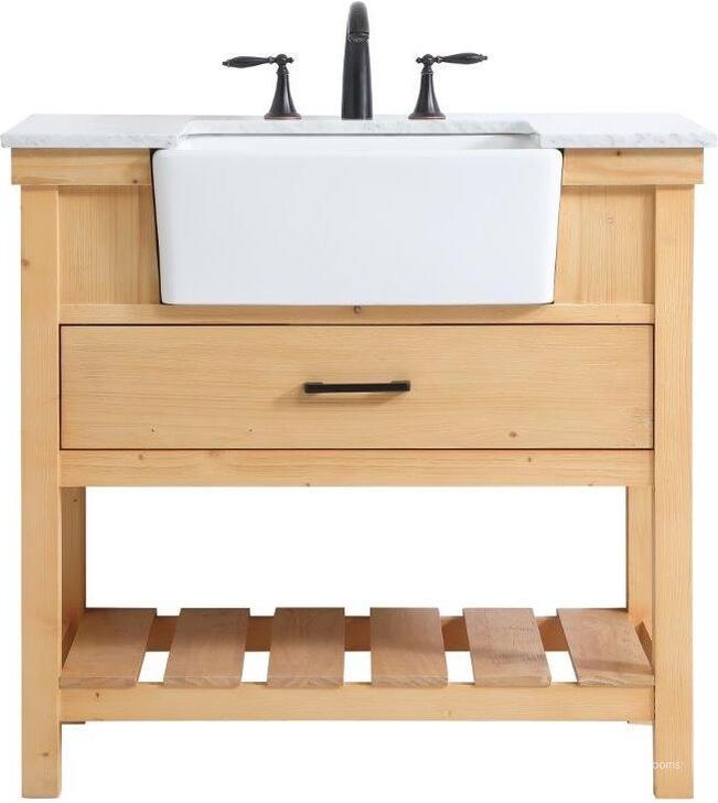 The appearance of Val-Joli Natural Wood Bathroom Vanity Bathroom Furniture 0qd24308005 designed by Polished Pine in the country / farmhouse interior design. This natural wood piece of furniture  was selected by 1StopBedrooms from Val-Joli Collection to add a touch of cosiness and style into your home. Sku: VF60136NW. Material: Wood. Product Type: Bathroom Vanity. Image1