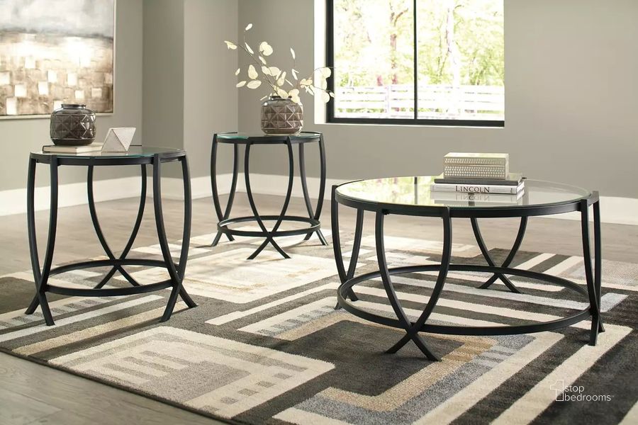 The appearance of Vallansham Black Occasional Table Set of 3 designed by Atelier Home in the modern / contemporary interior design. This black piece of furniture  was selected by 1StopBedrooms from Vallansham Collection to add a touch of cosiness and style into your home. Sku: T115-13. Material: Glass. Product Type: Occasional Table Set. Image1