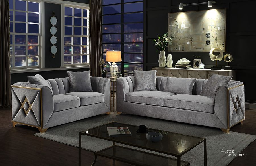 The appearance of Velencia 2 PC Livingroom Set In Silver designed by Galaxy Home Furnishings in the modern interior design. This silver piece of furniture  was selected by 1StopBedrooms from Velencia Collection to add a touch of cosiness and style into your home. Sku: 601955552509. Material: Wood. Product Type: Living Room Set. Image1