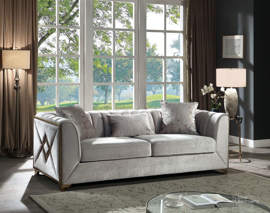 The appearance of Velencia Sofa Made with Wood In Cream designed by Galaxy Home Furnishings in the modern interior design. This cream piece of furniture  was selected by 1StopBedrooms from Velencia Collection to add a touch of cosiness and style into your home. Sku: 601955552424. Material: Wood. Product Type: Sofa. Image1