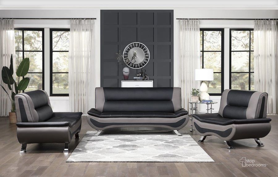 The appearance of Veloce Black And Gray Living Room Set designed by Homelegance in the modern / contemporary interior design. This black and gray piece of furniture  was selected by 1StopBedrooms from Veloce Collection to add a touch of cosiness and style into your home. Sku: 8219BLK-3;8219BLK-2. Material: Wood. Product Type: Living Room Set. Image1