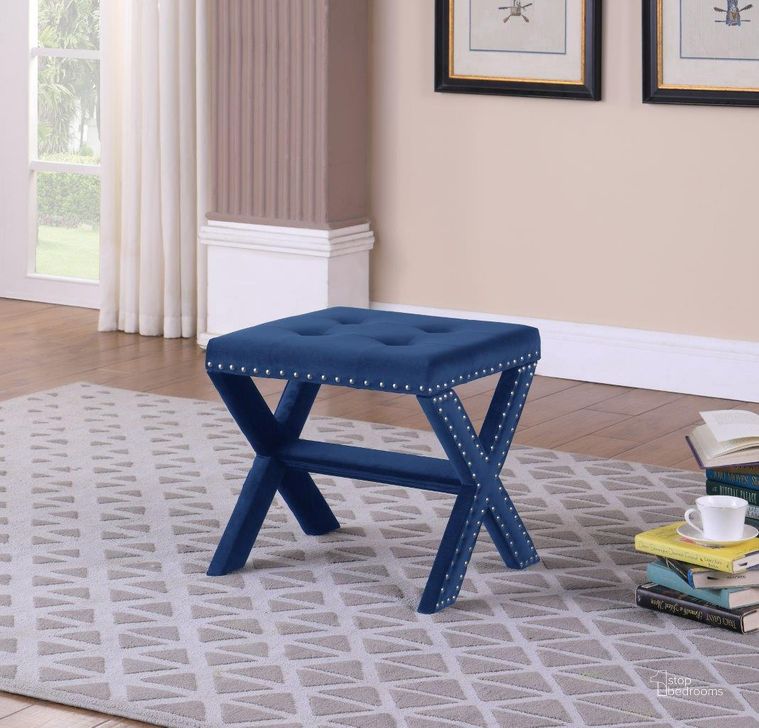 The appearance of Velvet Fabric Upholstered Square Accent Bench In Blue designed by Best Master Furniture in the modern / contemporary interior design. This blue piece of furniture  was selected by 1StopBedrooms from  to add a touch of cosiness and style into your home. Sku: 621BLV. Product Type: Accent and Storage Bench. Material: Velvet.
