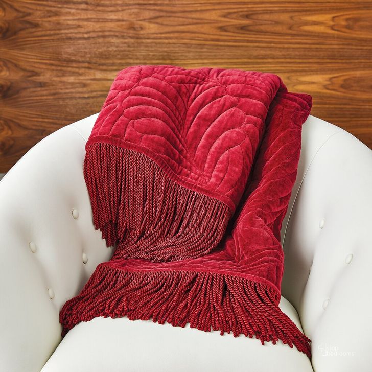 The appearance of Velvet Parlor Throw In Red designed by Global Views in the modern / contemporary interior design. This red piece of furniture  was selected by 1StopBedrooms from Velvet Collection to add a touch of cosiness and style into your home. Sku: 9.93819. Material: Cotton. Product Type: Throw. Image1