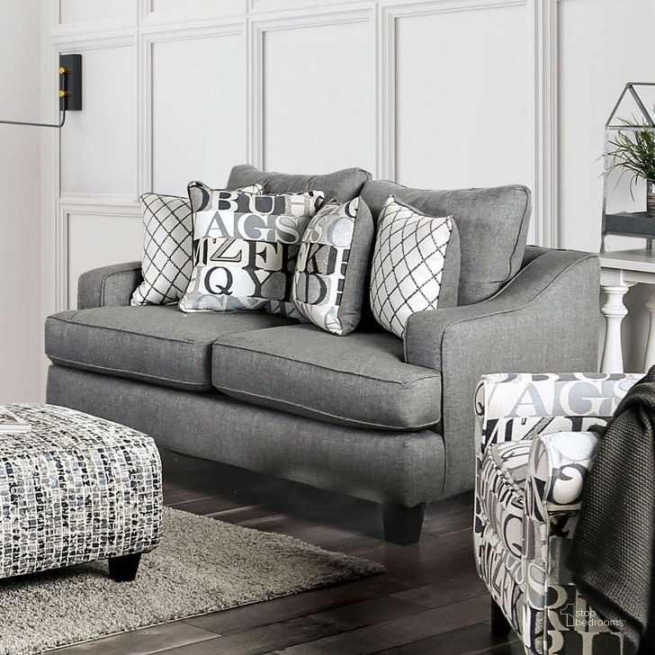 The appearance of Verne Loveseat In Grey designed by Furniture of America in the transitional interior design. This grey piece of furniture  was selected by 1StopBedrooms from Verne Collection to add a touch of cosiness and style into your home. Sku: SM8330-LV. Material: Wood. Product Type: Loveseat.