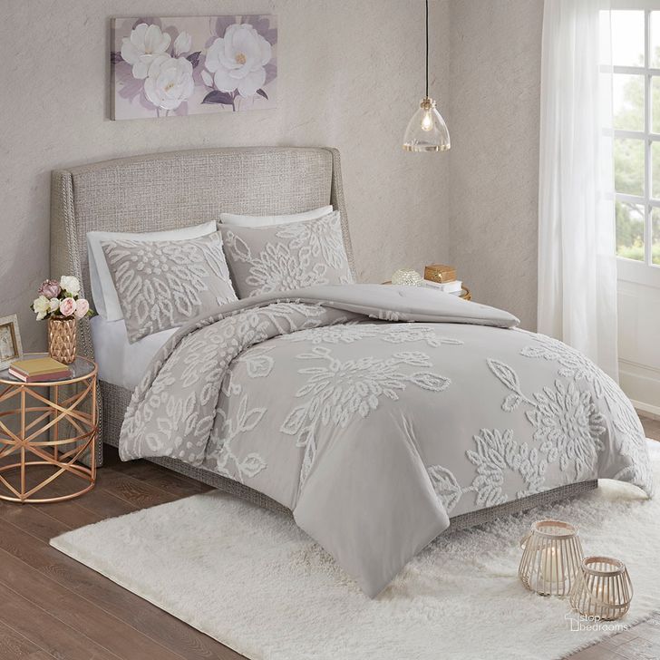 The appearance of Veronica Cotton Tufted Queen Comforter Set In Grey And White designed by Olliix in the modern / contemporary interior design. This grey/white piece of furniture  was selected by 1StopBedrooms from Veronica Collection to add a touch of cosiness and style into your home. Sku: MP10-6392. Material: Polyester. Bed Size: Queen. Product Type: Comforter Set. Image1