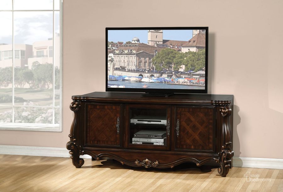 The appearance of Versailles TV Console (Cherry Oak) designed by ACME in the rustic / southwestern interior design. This brown piece of furniture  was selected by 1StopBedrooms from Versailles Collection to add a touch of cosiness and style into your home. Sku: 91329. Material: Glass. Product Type: TV Console.