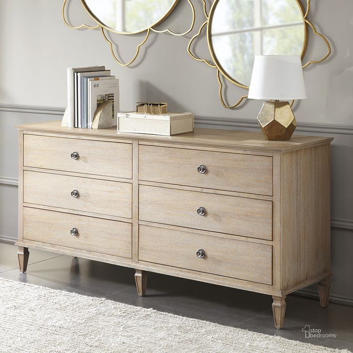 The appearance of Victoria 6-Drawer Dresser In Light Natural designed by Olliix in the transitional interior design. This light natural piece of furniture  was selected by 1StopBedrooms from Victoria Collection to add a touch of cosiness and style into your home. Sku: MPS137-0117. Product Type: Dresser. Material: MDF. Image1