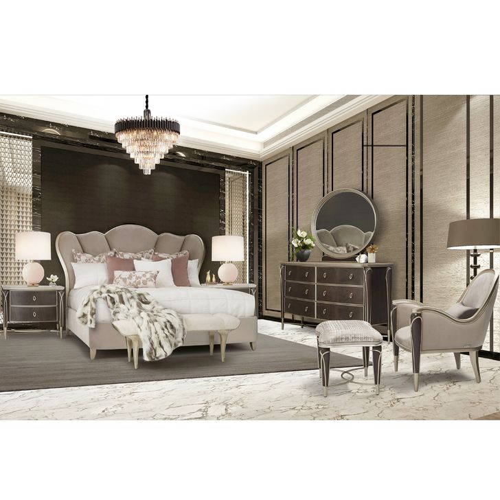 The appearance of Villa Hazelnut Bedroom Set designed by AICO in the transitional interior design. This hazelnut piece of furniture  was selected by 1StopBedrooms from Villa Collection to add a touch of cosiness and style into your home. Sku: N9008012-410;N9008040-410;N9008132-410;9000238-00. Bed Type: Panel Bed. Material: Polyester. Product Type: Panel Bed. Bed Size: Queen. Image1