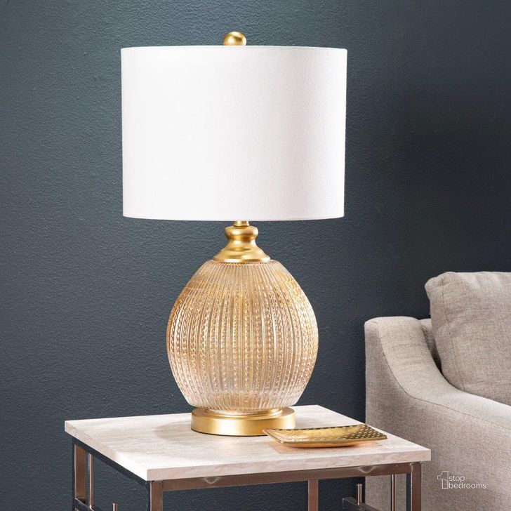 The appearance of Villanda Table Lamp designed by SEI Furniture in the transitional interior design. This gold piece of furniture  was selected by 1StopBedrooms from Villanda Collection to add a touch of cosiness and style into your home. Sku: LT1158551. Material: Glass. Product Type: Table Lamp. Image1