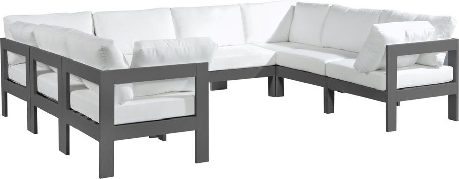 The appearance of Vinceland White and Gray Outdoor Sectional Outdoor Conversation Set 0qb24302308 designed by Furnique in the modern / contemporary interior design. This white piece of furniture  was selected by 1StopBedrooms from Vinceland Collection to add a touch of cosiness and style into your home. Sku: 376White-Sec8B-1;376White-Sec8B-2;376White-Sec8B-3;376White-Sec8B-4;376White-Sec8B-5;376White-Sec8B-6;376White-Sec8B-7;376White-Sec8B-8. Material: Aluminum. Product Type: Outdoor Sectional. Image1